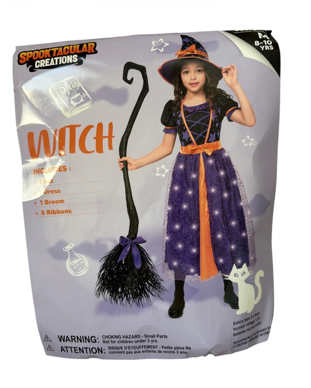 Spooktacular Creations Light Up Witch Costume Starry Glow Skirt Child 8-10 yrs